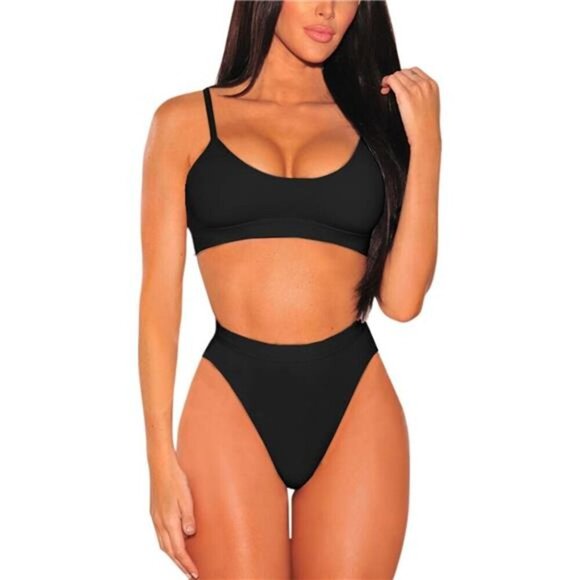 Women's Push Up High Waisted Cheeky Bikini Set Spaghetti Straps
